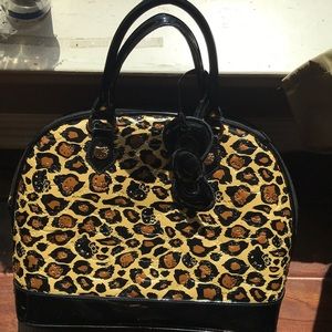 Pleather hello kitty leopard print purse